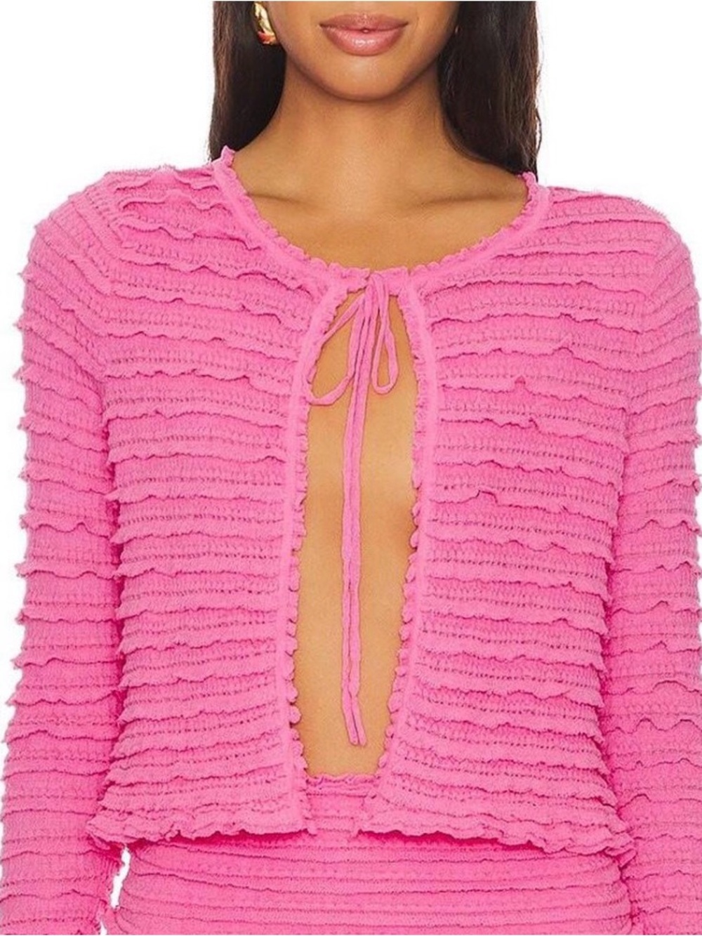 LoveShackFancy Celosia Tiered Ruffle Cardigan in Lovestruck Pink Size Small